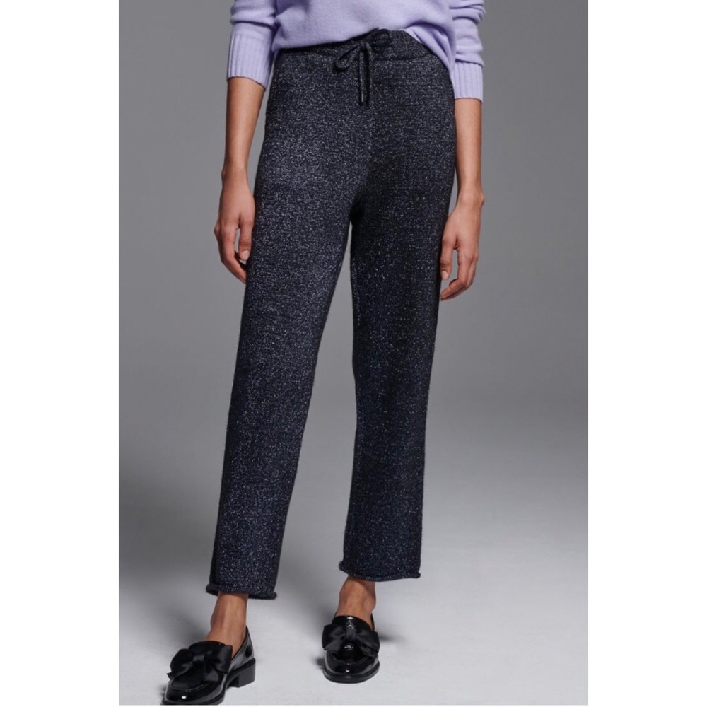 NWT ANTHROPOLOGIE TOULOUSE KNIT PANTS IN NAVY - Picture 3 of 7